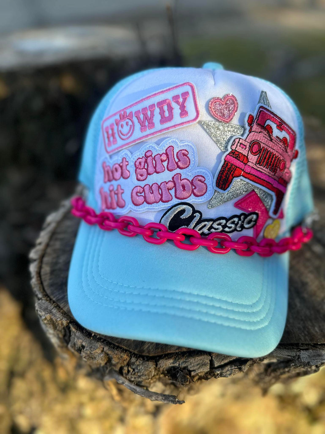 Powder Blue and Hot Pink Trucker Cap