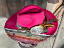 Load image into Gallery viewer, Mommy and Me Wide Brim and Small Brim Pair/ Pink Distressed Fedora&#39;s

